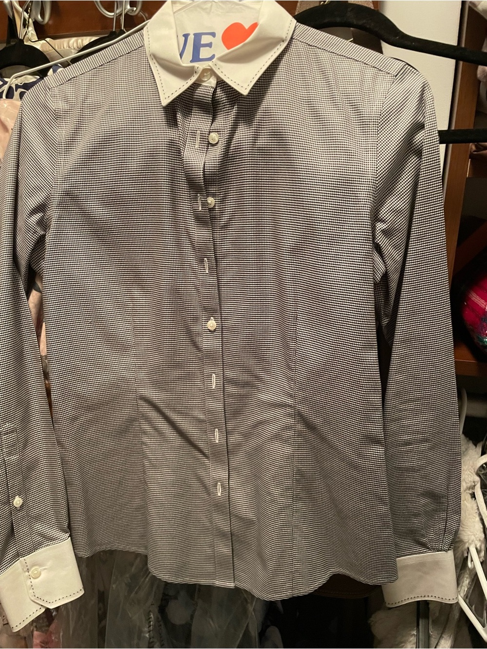 Brooks Brothers Black & White Micro-Check Button-Down Shirt with Contrast Collar